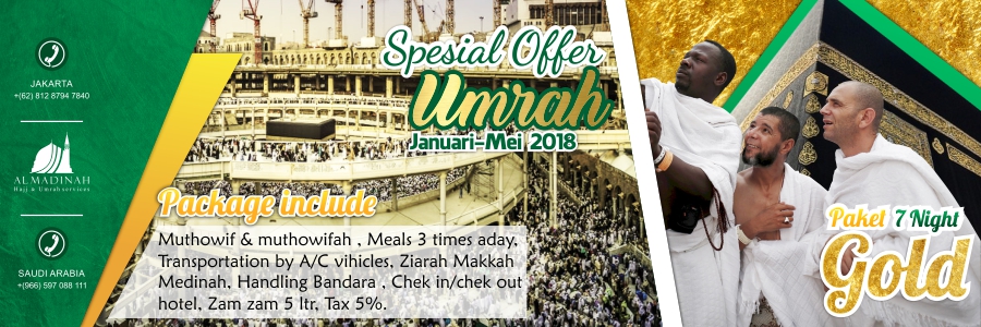 Paket Umroh Gold Januari Februari Maret April Mei 2018 Al-Madinah Land Arrangement Muthowif Berpengalaman